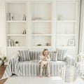 Couch Cover for Dogs Washable Sofa Cover, Sectional Couch Covers, Sofa Covers for 2 Cushion Couch, Non Slip Stripe Sofa Slipcovers Furniture Protector, Couch Protector from Cat Claws, Light,71''x150''