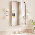 TokeShimi 16x24 Brushed Nickel Bathroom Wall Mirror Vanity Metal Frame Round Corner Rectangular for Home Decor Living Room Entryway (Horizontal/Vertical)