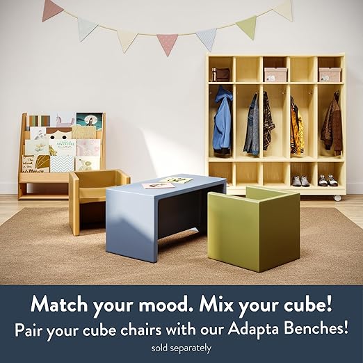 Children's Factory Cube Chairs, Set-4, Woodland CF910-047, Classroom Furniture, Kids Daycare and Preschool Flexible Seating, Toddler Reading Chair