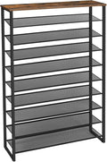 HOOBRO 10-Tier Shoe Rack, 39.4" L Shoe Storage Organizer, Large Capacity Shoe Shelf for Front Door Entrance, Entryway, Hallway, Holds 45-50 Pairs of Shoes, Closet, Rustic Brown BF171XJ01