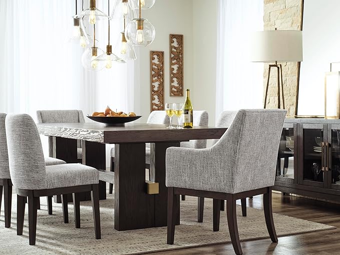 Signature Design by Ashley Burkhaus Traditional Upholstered Dining Chair, Set of 2, Dark Brown