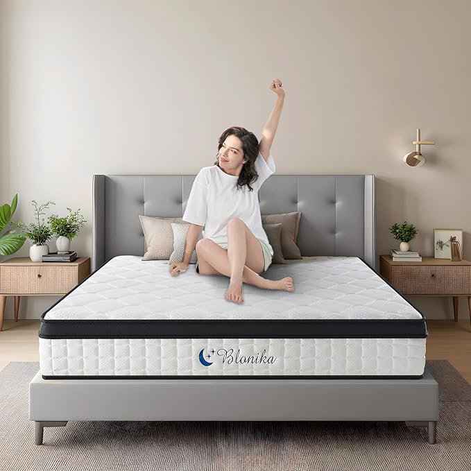 Queen Size 10 Inch Gel Memory Foam Mattress with Individual Pocket Spring for Pressure Relief & Motion Isolation, Premier Comfort Night Sleep, Medium Firm Hybrid Queen Mattress in a Box