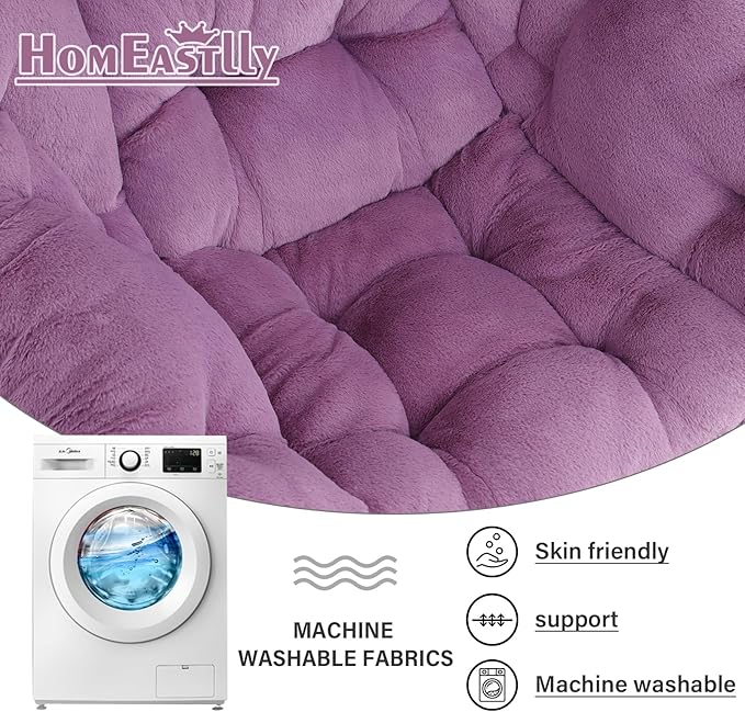 Lazy Chair with Ottoman, Modern Large Accent Lounge Chair with a Pillow, Leisure Sofa Armchair with Ottoman, Reading Chair with Footrest for Bedroom, Living Room, Dorm Rooms,Plush Purple