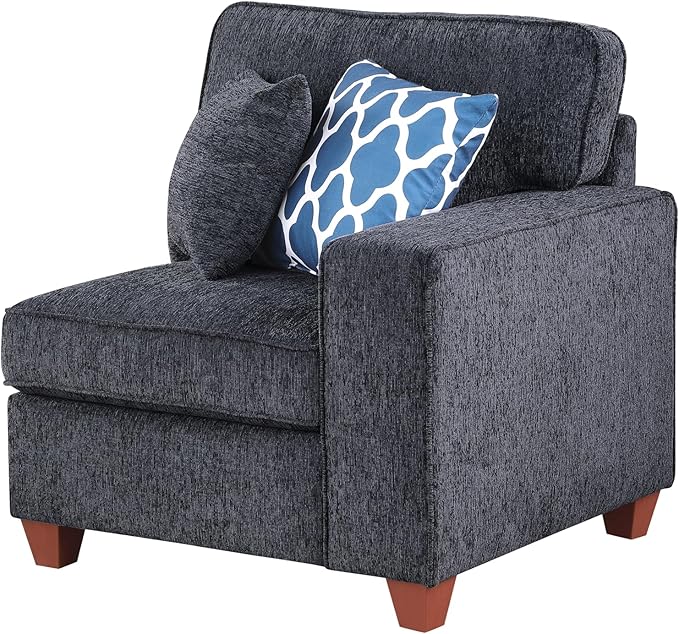 116" Convertible Sectional Couch with Movable Ottoman and 6 Throw Pillows,Chenille Upholstered Comfy Sofa 7 Seater,L-Shaped,Free Combination,Easy Assembly for Living Room,Apartment,Dark Gray