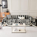 STACYPIK Durable Boho Couch Cover for Dog Anti-Scratch Black White Triangle Sofa Cover for 2 Cushion Couch Anti Slip L Shaped Couch Cover Reversible Loveseat Covers Multi-Use Sofa Throw Cover-91X118IN
