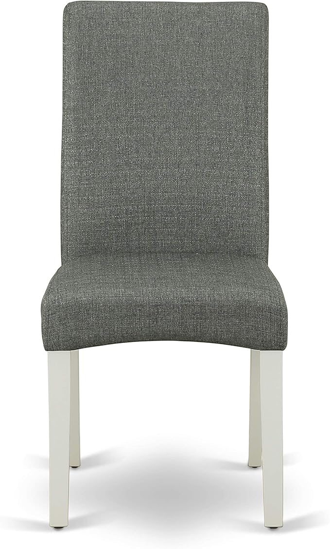 East West Furniture LGDR5-LWH-07 5 Piece Kitchen Table Set for 4 Includes a Rectangle Butterfly Leaf Dining Table and 4 Gray Linen Fabric Upholstered Chairs, 42x84 Inch, Linen White