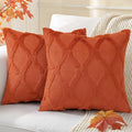 decorUhome Fall Throw Pillow Covers 20x20 Inch Set of 2, Soft Plush Faux Fur Wool Rust Couch Pillow Covers, Decorative Neutral Pillow Cases for Bed Sofa Living Room Home Decor