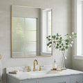 30x36 Inch Gold Bathroom Mirror - Copper-Free Mirror, Aluminum Alloy Frame Vanity Rectangle Wall Mounted Modern Mirror for Bedroom/Living Room/Porch Horizontal or Vertical
