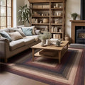 Homespice Prescott Jute Braided Rugs 6x9' - Country Style Red and Black Rugs for Living Room for Primitive Decor