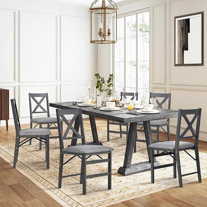 COLAMY Folding Dining Chairs Set of 2, Foldable Chairs with Padded Seats, Wood Folding Dining Room Chairs for Kitchen, Party, Camping, Dark Grey