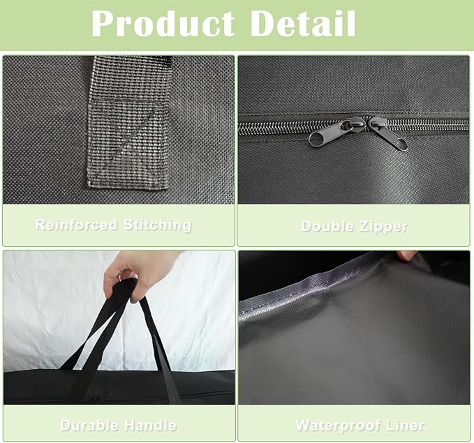 4/6/ 8 Foot Folding Table Storage Bag, Waterproof Heavy Duty Large Carrying Bag for Folding Tables, Picnic/Camp Tables Cover with Durable Zipper & Shoulder Strap, 31" D X 37" W X4.5 H, Black