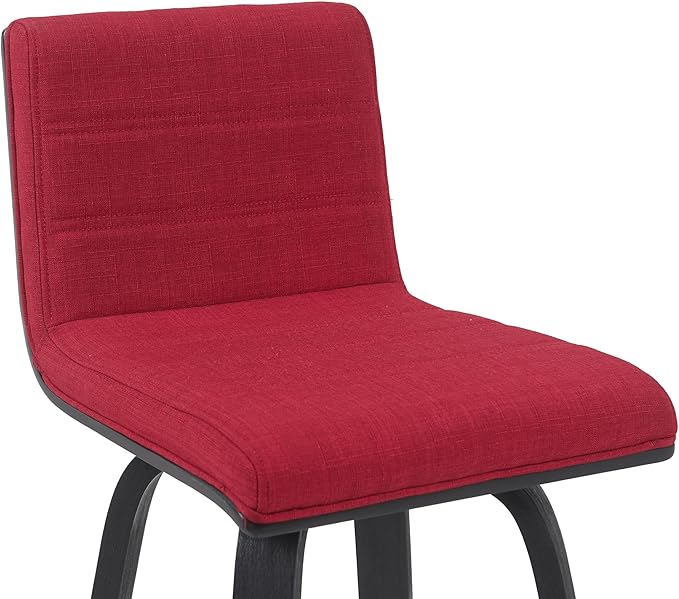 Vienna Modern Counter Height Swivel Bar Stool with Red Upholstered Seat and Brushed Wood Frame Set of 3