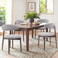 COLAMY Wooden Dining Chairs Set of 4, Modern Fabric Upholstered Kitchen Chairs, Farmhouse Dining Room Chair with Foot Pegs, Light Grey