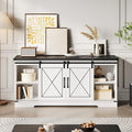 GAOMON Farmhouse 59" TV Stand Up to 65 Inches, Mid Century Modern TV Entertainment Center with Storage Cabinets & Open Shelves, Wood TV Cabinet for Living Room, White
