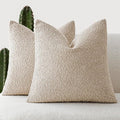Foindtower Pack of 2, Decorative Textured Boucle Throw Pillow Covers Accent Solid Pillow Cases Cozy Soft Couch Cushion Case for Chair Sofa Bedroom Living Room Home Decor 22 x 22 Inch,Oatmeal