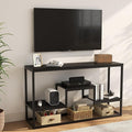 TV Stand for TVs up to 55 Inch, TV Console Table with 3-Tier Open Storage Shelves, Modern Industrial Entertainment Center for Living Room, Bedroom, Black