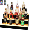 MESAlLUP Acrylic 24 Inch 3 Tier High Light LED Detachable Liquor Bottle Display Shelf with Remote Control, Mulit Color Lighting for Home Mini Bar, Restaurants, Party Use(Without Power Bank)