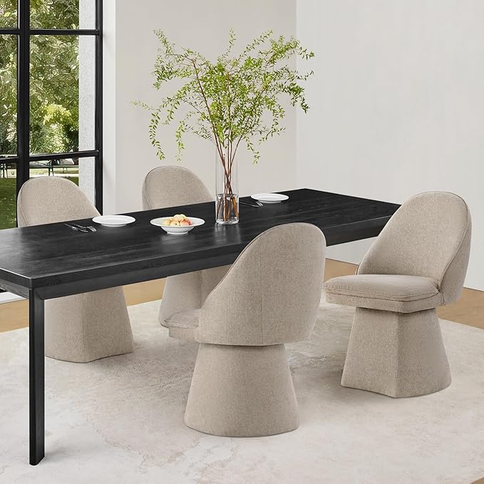 Swivel Dining Chairs Modern Desk Chair Upholstered Linen Fabric Side Chair for Kitchen Dining Room Bedroom,Khaki,4 Box