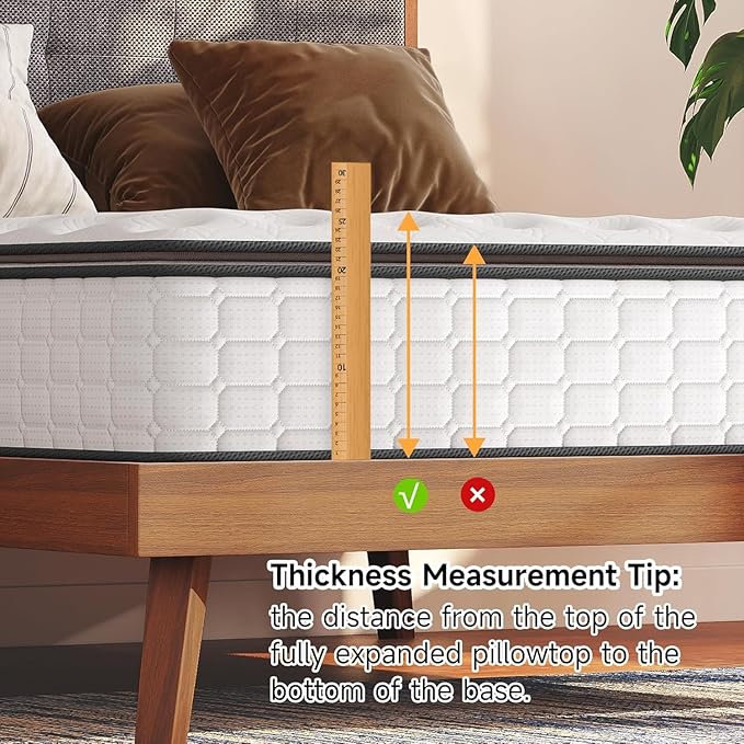 Vesgantti Queen Mattresses 12 Inch Hybrid Queen Size Mattress in a Box, Pillow Top Mattress Gel Memory Foam and Pocket Coils Innerspring Mattresses, Pressure Relief, Medium Firm Plush Feel