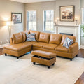 NicBex Sectional Couch 3 Pieces Sofa Set with Right Chaise Faux Leather L Shaped Cloud Couch for Living Room Furniture Sets with Storage Ottoman, Modular Sofa for Living Room & Apartment, Ginger