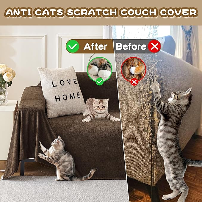 MYSKY HOME Sectional Couch Covers, Couch Cover for 3 Cushion, Couch Covers for Sofa, Dog Couch Protector, L Shape Sofa Cover Sofa Slipcovers Washable Furniture Covers for Pets, 91" x 118", Dark Brown