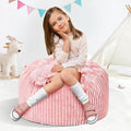 Hobestluk Bean Bag Chairs 2.5FT Bean Bag Chair with Memory Foam Filled & Stripe Plush Cover Small Bean Bag Chairs for Playroom, Living Room, Bedroom (Pink)