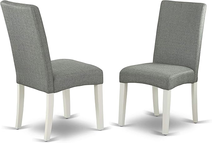 East West Furniture LGDR5-LWH-07 5 Piece Kitchen Table Set for 4 Includes a Rectangle Butterfly Leaf Dining Table and 4 Gray Linen Fabric Upholstered Chairs, 42x84 Inch, Linen White