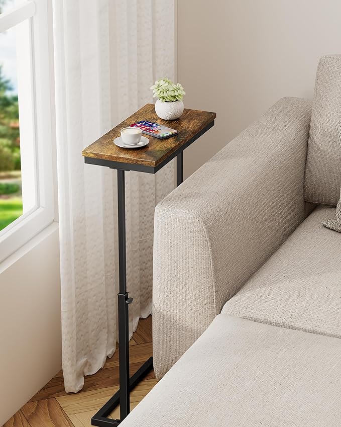 TUTOTAK End Table, Side Table, Tall Couch Table, Sofa Table, Living Room, Bedroom, Brown TB01BB0832