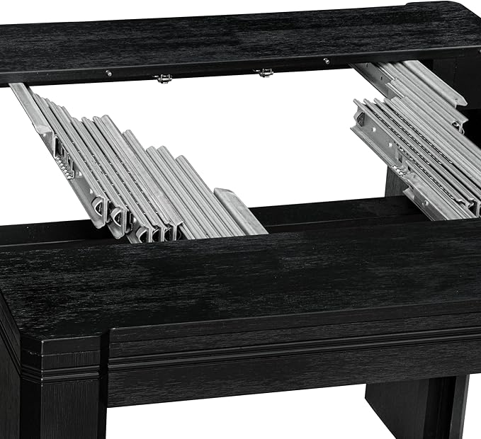X12SI-006-48 - 13-piece Modern Dining Room Table Set a Rectangular Kitchen Table and 12 coffee Linen Fabric Dining Chair, 39x120 Inch, Wire Brushed Black