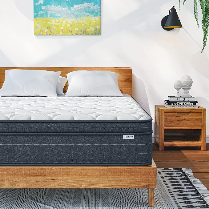 Queen Mattress 10 Inch in a Box - Memory Foam & Pocket Spring Hybrid Mattress for Back Pain Relief, Cool Breathable Fiberglass-Free Cover, Medium Firm, CertiPUR-US Certified