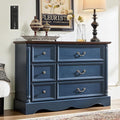 Farmhouse 6 Drawers Dresser for Bedroom with Charging Station, Wood Country Rustic Storage Dressers Organizer, Vintage Design