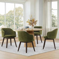 Wooden Dining Chairs Set of 4, Fabric Upholstered Modern Dining Room Chairs with Barrel Backrest & Double-Layer Thick Cushion for Living Room, Restaurant, Kitchen and Café, Green, 2 Boxs
