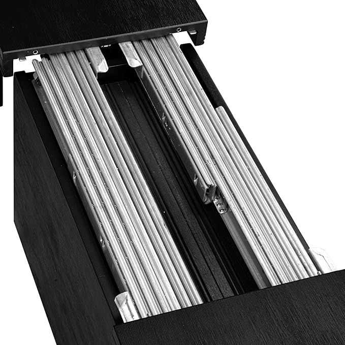 X07FO-B06-24 - 9-piece Dining Room Table Set a Rectangular Dining Table and a wooden Bench and 7 Black Linen Fabric Kitchen Chair, 39x120 Inch, Wire Brushed Black