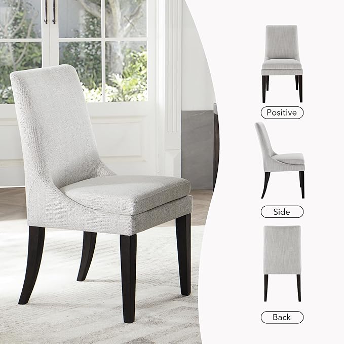 Upholstered Dining Chairs Modern Sidechair Performance Fabric High Back Armlesschair for Diningroom Kitchen,Light Grey,Set of 4(2 Box)