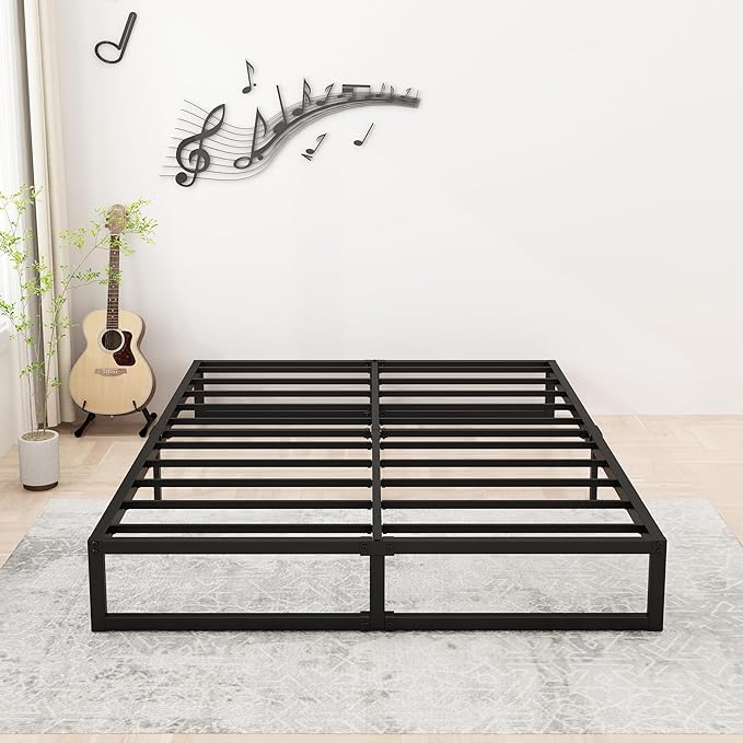 12 Inch Full Size Bed Frame No Box Spring Needed, Heavy Duty Metal Platform Beds with Sturdy Steal Slats for Mattress Foundation, Easy Assembly, Noise Free, Black