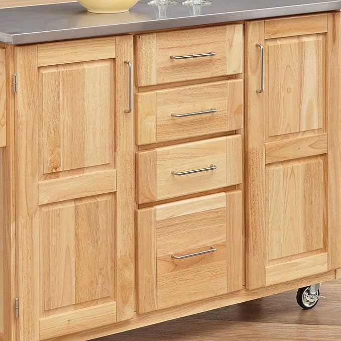 Homestyles General Line Kitchen Cart, 52.5 in. x 18 in. x 36 in, Natural