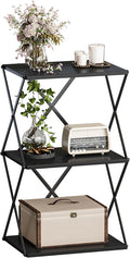 3-Tier End Table Small Side Table Tall Bedside Night Stand with Storage Sofa Side desks for Living Room Bedroom Office Bathroom Small Space Black ET-03BK