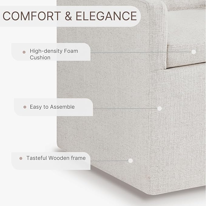 Upholstered Dining Chairs with Casters Easy Assembly Side Deskchair with Rollers for Diningroom, Living Room, Linen, 2 Box