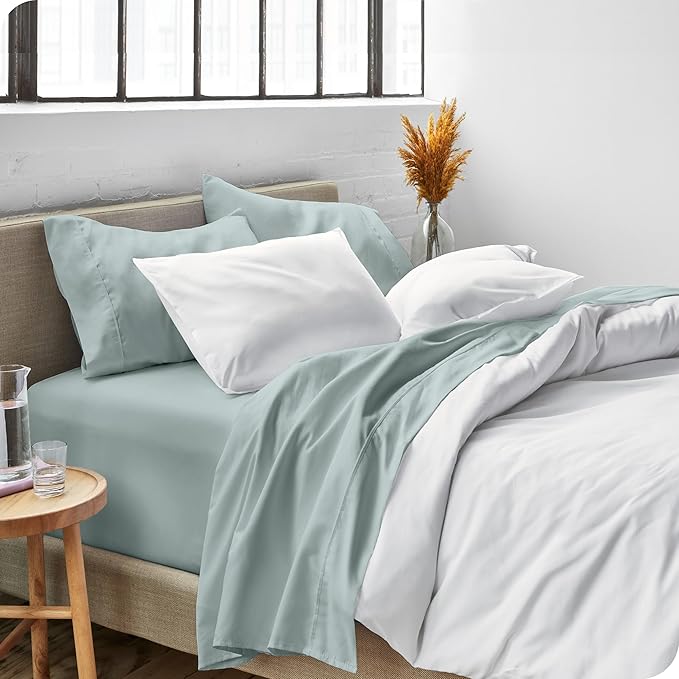 Bare Home King Sheet Set - Luxury 1800 Ultra-Soft Microfiber King Bed Sheets - Double Brushed - Deep Pockets - Easy Fit - 4 Piece Set - Bedding Sheets & Pillowcases (King, Sea Spray)