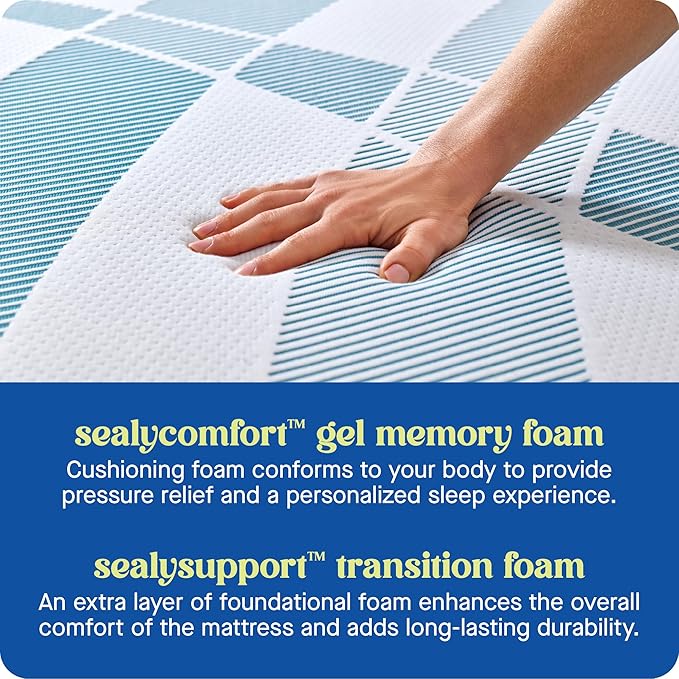 Sealy Dreamlife 12" Foam Mattress-in-a-Box, Twin XL, SealyComfort Gel Memory Foam, SealySupport Transition Foam, Surface-Guard Technology