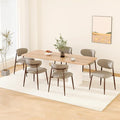 Dining Chairs Set of 6, Ergonomic Fabric Upholstered Seating with Wood Look Metal Legs and Anti Slip Pads, for Home and Restaurant Use, Camel