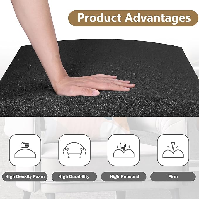 moonoom 22"x22" Couch Cushion Support, Black Sofa Cushion Sagging Repair, Curved High Density Foam Replacement for Furniture Sagging Seat Sectional Loveseat Chair (3 Pcs)