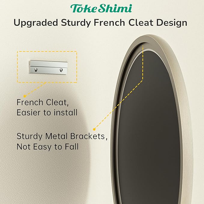 TokeShimi 40 in Tempered Bathroom Vanity Mirror Round Brushed Nickel Bathroom Mirror, 40x40 Shatterproof Circle Wall Mirrored Farmhouse Metal for Entryway, Bedroom, Restroom, Vanity, Living Room