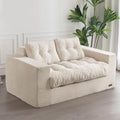 MAXYOYO Bean Bag Chair for Adults, Upholstered Floor Sofa with Armrests, Loveseat Boneless Couch with Tufted Cushion & Backrest, Sofa in A Box, Large Bean Bag Couch for Bedroom Living Room, Beige