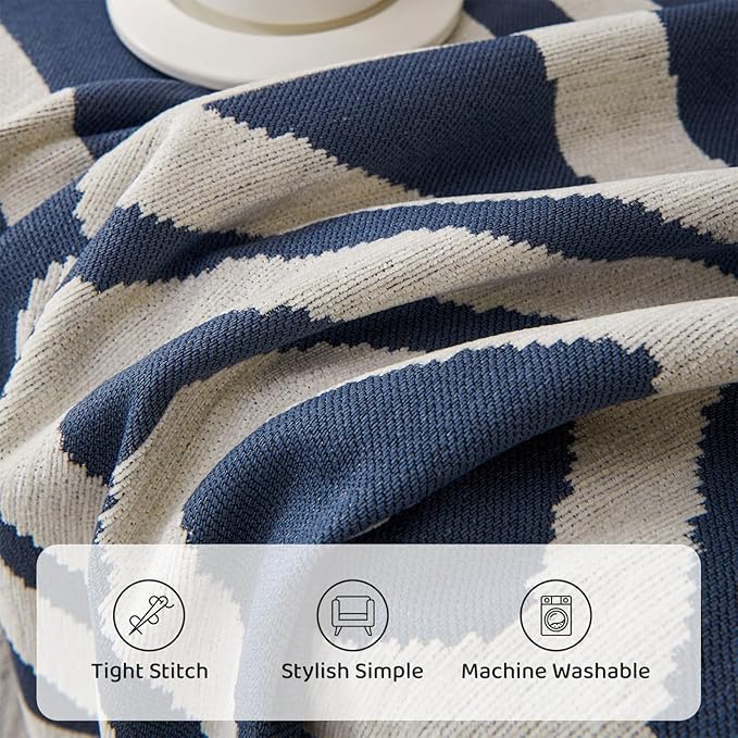 STACYPIK Reversible Boho Blue Beige Couch Cover for 2 Cushion Couch Sofa Cover for Dogs Anti-Scratch Furniture Protector Cover with Tassels for Pet Cat Non-Slip Loveseat Cover for Sectional-71X102IN