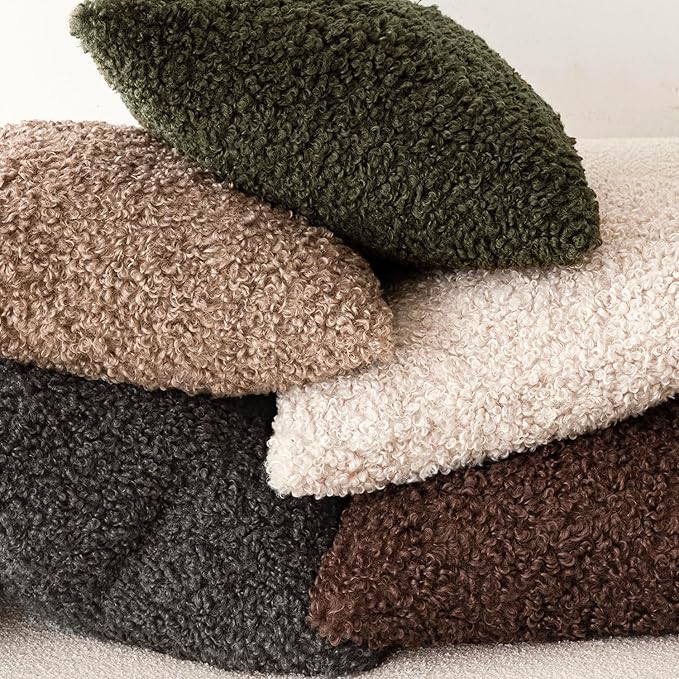 Foindtower 2 Pieces 26x26 Inch Red Brown, Faux Fur Throw Pillow Cover Accent Sherpa Furry Pillow Covers Fuzzy Soft Pillowcases Cozy Sheepskin Decorative Fleece Cushion Case for Bed Couch Living Room