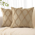 decorUhome Throw Pillow Covers 18x18 Inch Set of 2, Soft Plush Faux Fur Wool Khaki Couch Pillow Covers, Decorative Neutral Pillow Cases for Bed Sofa Living Room Home Decor