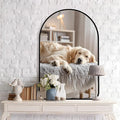 Arched Wall Mirror 24"X36", Black Bathroom Vanity Mirrors for Over Sink, Modern Farmhouse Mirror Wall Mounted, Curved Arch Design for Bedroom, Living Room & Home Decor