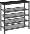 HOOBRO Shoe Rack for Entryway, 5-Tier Organizer with Adjustable Mesh Shelves, 16-20 Pairs, Spacious Floor Mount, Metal, Industrial, Closet Shoe Shelf, Black BB12XJ01