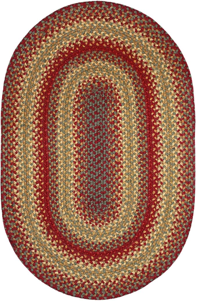 Cider Barn Cranberry Red Braided Oval Rug, Jute, 4x6' - Perfect Country Rustic Decor for Entryway, Bedroom, Everywhere